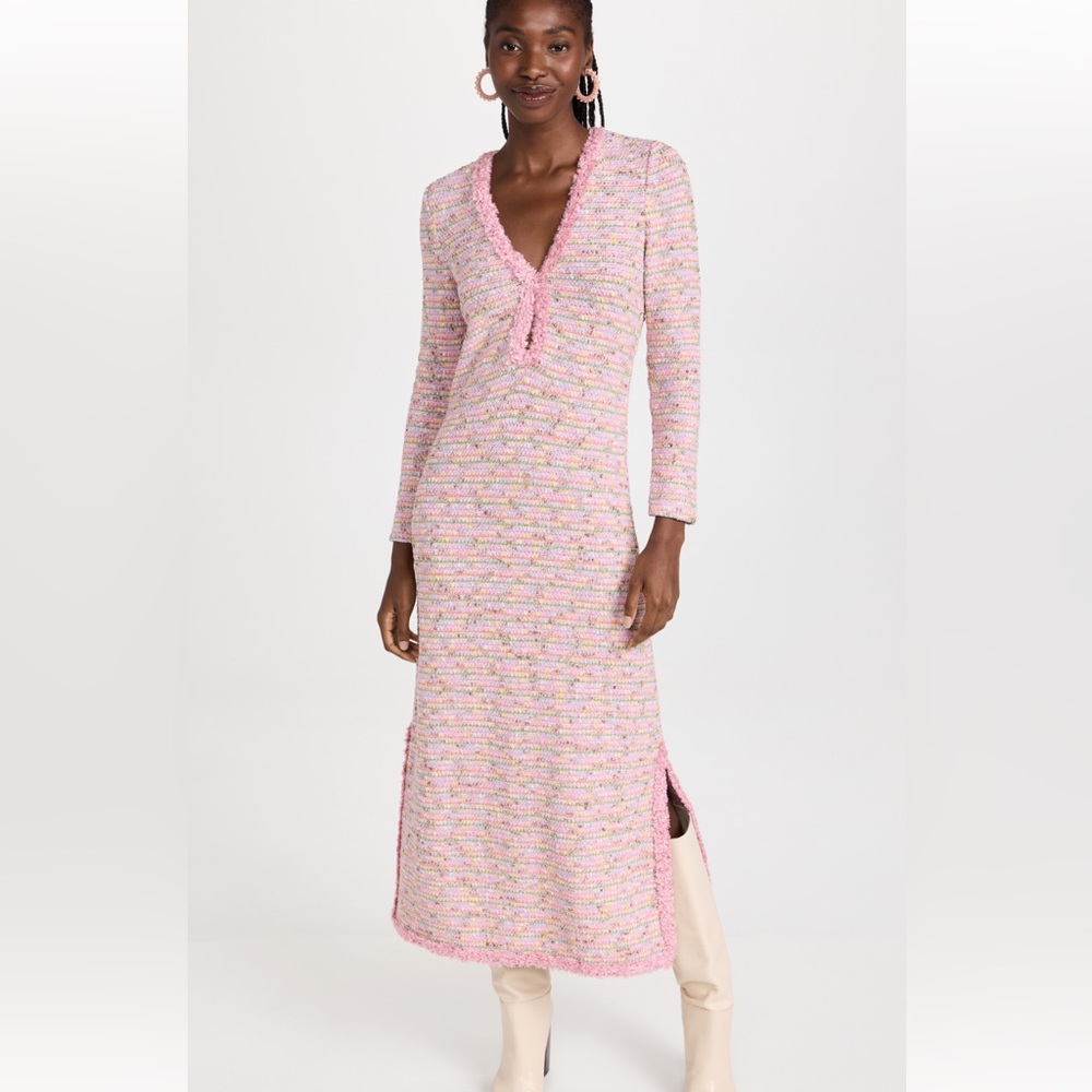 Alexis Kassandra pink Tweed Maxi Sweater dress size small